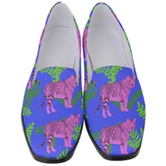 Pink Tigers On A Blue Background Women s Classic Loafer Heels by SychEva