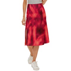 Cadmium Red Abstract Stars Midi Panel Skirt by DimitriosArt