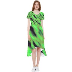 Green  Waves Abstract Series No7 High Low Boho Dress by DimitriosArt