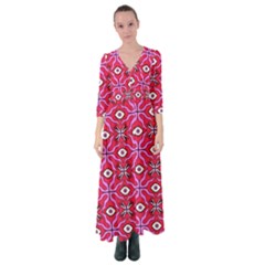 Abstract Illustration With Eyes Button Up Maxi Dress by SychEva