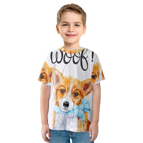 Welsh Corgi Pembrock With A Blue Bow Kids  Sport Mesh Tee by ladynatali