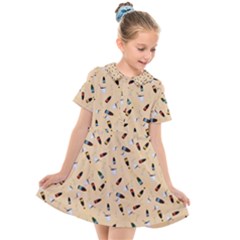 Festive Champagne Kids  Short Sleeve Shirt Dress by SychEva