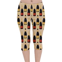 Champagne For The Holiday Velvet Capri Leggings  by SychEva