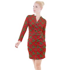 Christmas Trees Button Long Sleeve Dress by SychEva