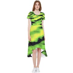 Green  Waves Abstract Series No12 High Low Boho Dress by DimitriosArt