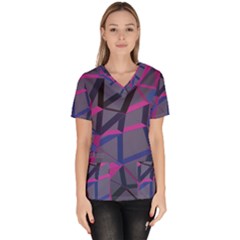 3d Lovely Geo Lines Women s V-neck Scrub Top by Uniqued