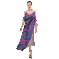 3d Lovely Geo Lines Maxi Chiffon Cover Up Dress by Uniqued