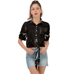 Digital Illusion Tie Front Shirt  by Sparkle