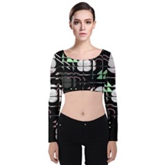 Digital Illusion Velvet Long Sleeve Crop Top by Sparkle