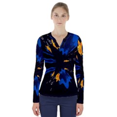 Digital Illusion V-neck Long Sleeve Top by Sparkle