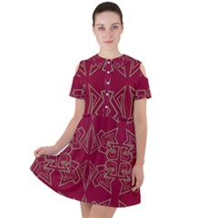 Abstract Pattern Geometric Backgrounds   Short Sleeve Shoulder Cut Out Dress  by Eskimos