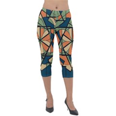 Abstract Pattern Geometric Backgrounds   Lightweight Velour Capri Leggings  by Eskimos