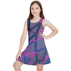 3d Lovely Geo Lines Kids  Lightweight Sleeveless Dress by Uniqued