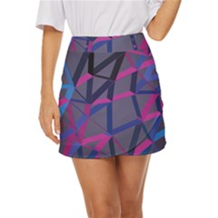 3d Lovely Geo Lines Mini Front Wrap Skirt by Uniqued