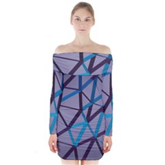 3d Lovely Geo Lines 2 Long Sleeve Off Shoulder Dress by Uniqued