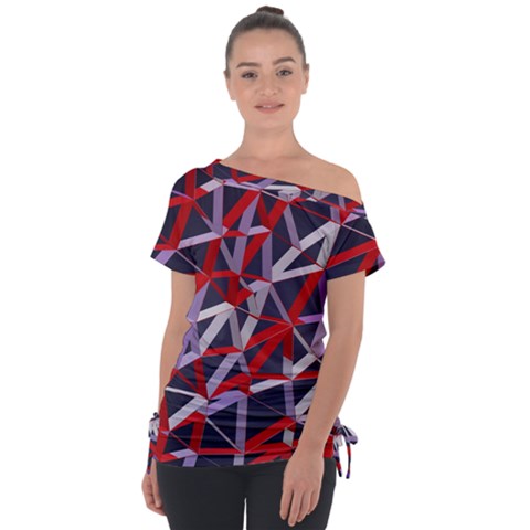 3d Lovely Geo Lines Vii Off Shoulder Tie-up Tee by Uniqued