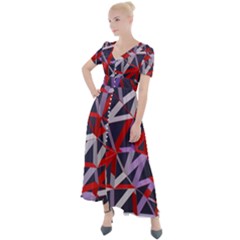 3d Lovely Geo Lines Vii Button Up Short Sleeve Maxi Dress by Uniqued