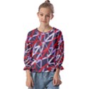 3d Lovely Geo Lines Vii Kids  Cuff Sleeve Top View1