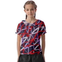 3d Lovely Geo Lines Vii Kids  Frill Chiffon Blouse by Uniqued