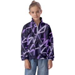 3d Lovely Geo Lines Vi Kids  Half Zip Hoodie by Uniqued