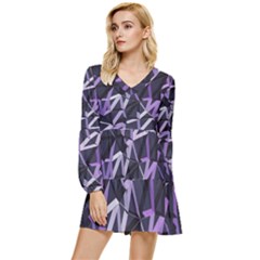 3d Lovely Geo Lines Vi Tiered Long Sleeve Mini Dress by Uniqued