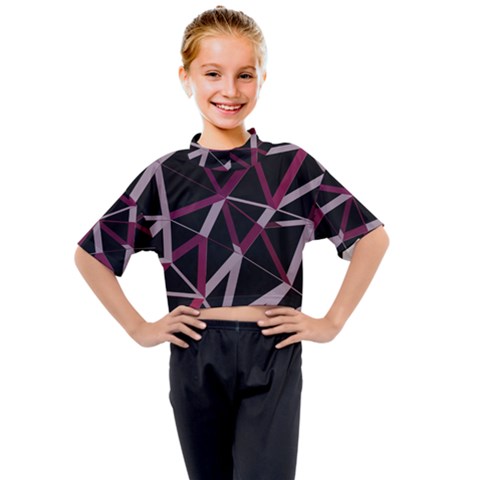 3d Lovely Geo Lines Iii Kids Mock Neck Tee by Uniqued