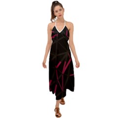 3d Lovely Geo Lines Viii Halter Tie Back Dress  by Uniqued