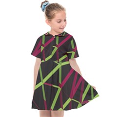 3d Lovely Geo Lines X Kids  Sailor Dress by Uniqued