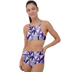 3d Lovely Geo Lines X High Waist Tankini Set by Uniqued