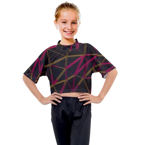 3d Lovely Geo Lines Xi Kids Mock Neck Tee by Uniqued