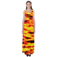 Red  Waves Abstract Series No16 Empire Waist Maxi Dress by DimitriosArt