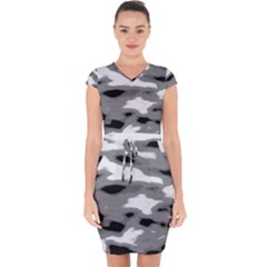 Black Waves Abstract Series No 1 Capsleeve Drawstring Dress  by DimitriosArt