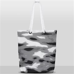 Black Waves Abstract Series No 1 Full Print Rope Handle Tote (small) by DimitriosArt