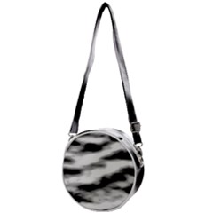 Black Waves Abstract Series No 2 Crossbody Circle Bag by DimitriosArt