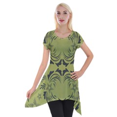 Floral Folk Damask Pattern Fantasy Flowers  Short Sleeve Side Drop Tunic by Eskimos