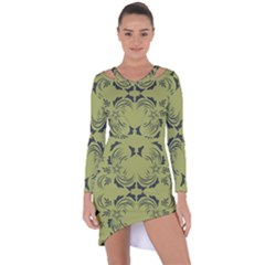 Floral Folk Damask Pattern Fantasy Flowers  Asymmetric Cut-out Shift Dress by Eskimos