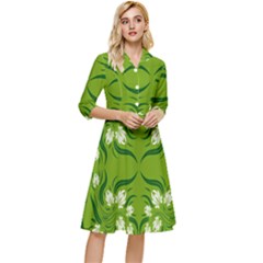 Floral Folk Damask Pattern  Classy Knee Length Dress by Eskimos