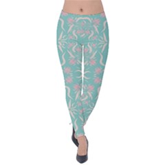 Floral Folk Damask Pattern  Velvet Leggings by Eskimos