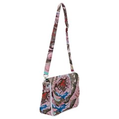 Marbling Collage Shoulder Bag With Back Zipper by kaleidomarblingart