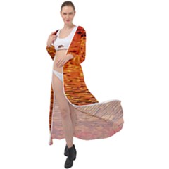 Red Waves Flow Series 1 Maxi Chiffon Beach Wrap by DimitriosArt