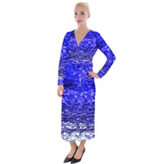 Blue Waves Flow Series 1 Velvet Maxi Wrap Dress by DimitriosArt