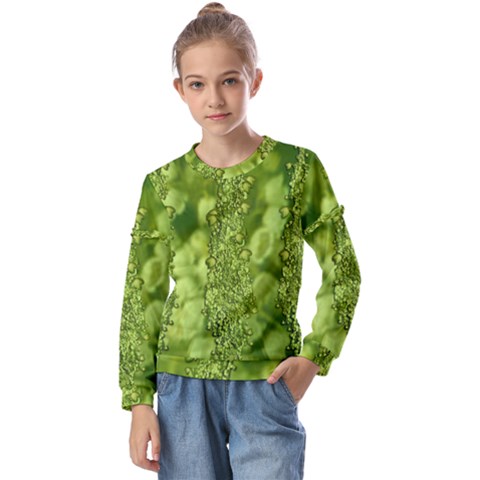 Green Fresh  Lilies Of The Valley The Return Of Happiness So Decorative Kids  Long Sleeve Tee With Frill  by pepitasart