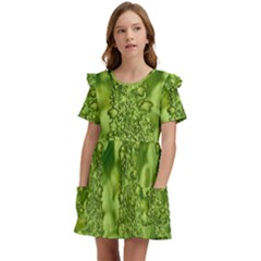 Green Fresh  Lilies Of The Valley The Return Of Happiness So Decorative Kids  Frilly Sleeves Pocket Dress by pepitasart