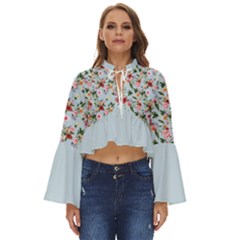 Boho Flower Light Blue Boho Long Bell Sleeve Top by flowerland