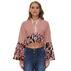 Flower Black Boho Long Bell Sleeve Top by flowerland