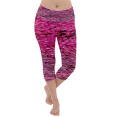 Pink  Waves Flow Series 1 Lightweight Velour Capri Yoga Leggings by DimitriosArt