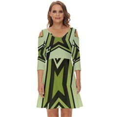 Abstract Pattern Geometric Backgrounds   Shoulder Cut Out Zip Up Dress by Eskimos