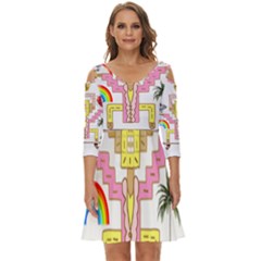 Music And Other Stuff Shoulder Cut Out Zip Up Dress by bfvrp