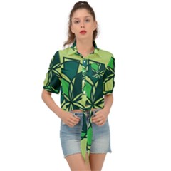 Abstract Pattern Geometric Backgrounds   Tie Front Shirt  by Eskimos