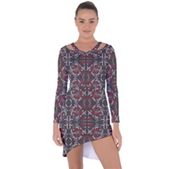 Floral Folk Damask Pattern Fantasy Flowers Floral Geometric Fantasy Asymmetric Cut-out Shift Dress by Eskimos